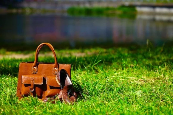 Leather-Bag-On-Grass